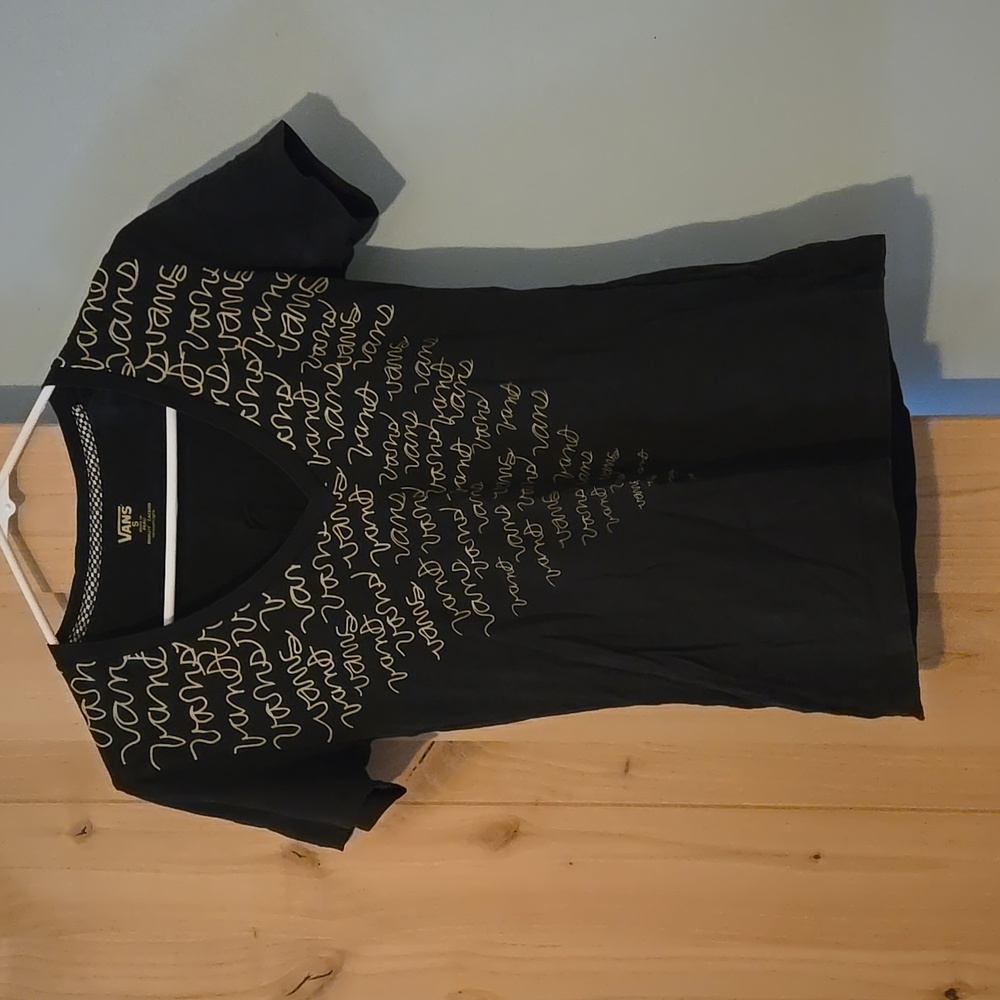 Vans, Small, Black Graphic V Neck Tee